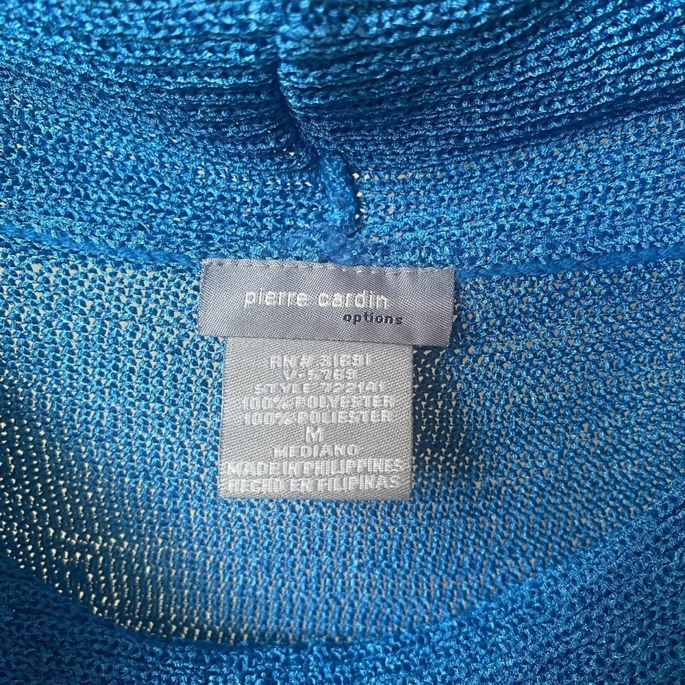 Vintage Pierre Cardin Options Blue Cowl Neck Knit Sleeveless Womens Medium - Picture 4 of 9